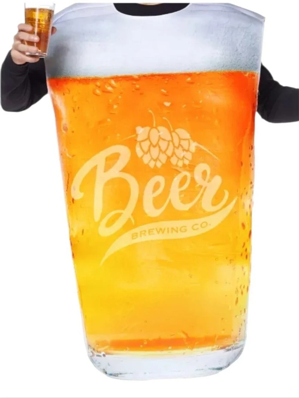 Oktoberfest Adult Pint Glass Beer Cosume | Fun Beer Pint Costume, Amber Yellow - Picture 3 of 5